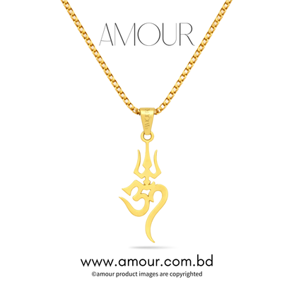 OM+Trishul Pendant (GOLD) amour.com.bd